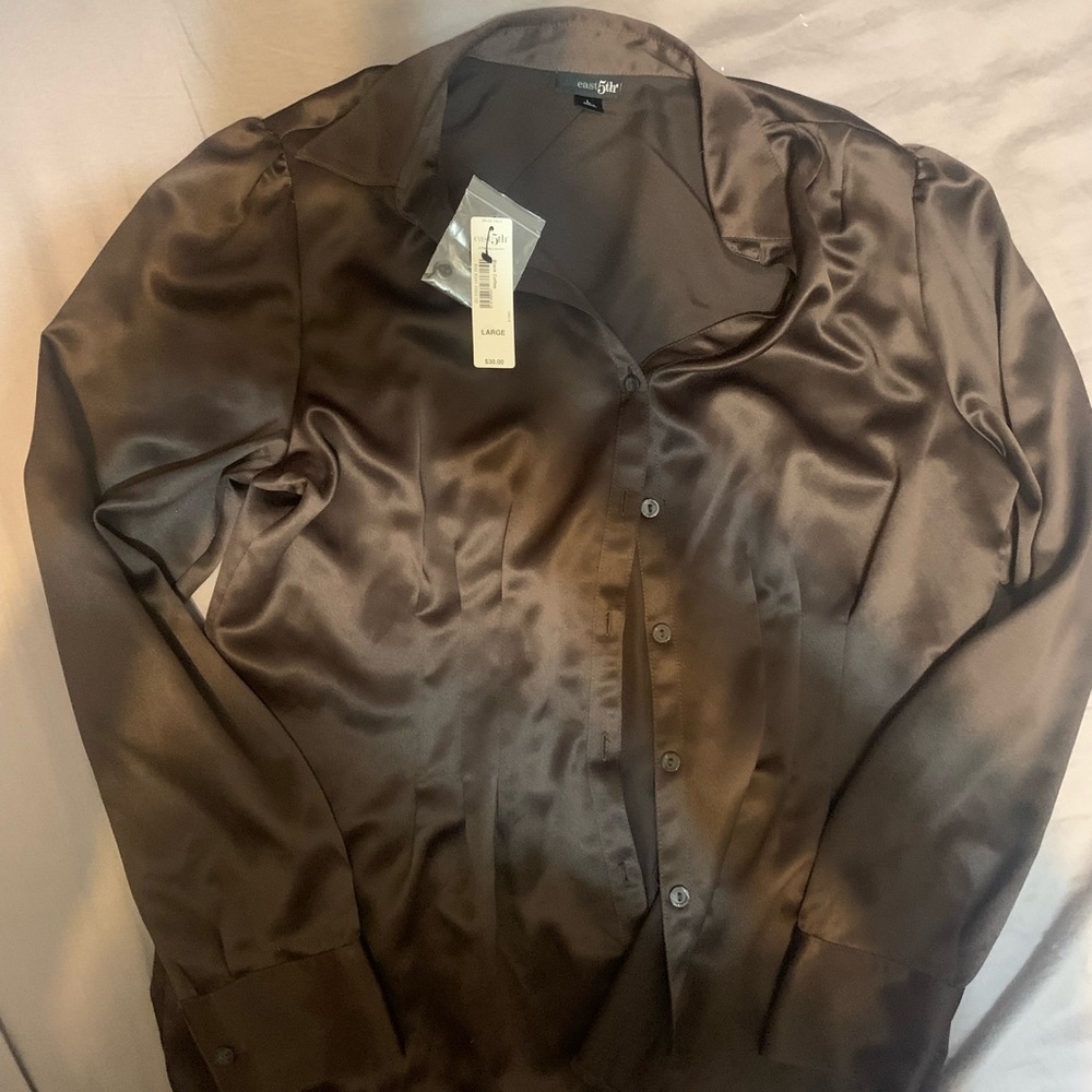 NWT East 5th Black Coffee womens blouse